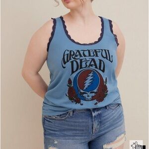 Torrid Grateful Dead Classic Fit Lace Crew Tank - Cotton Blue